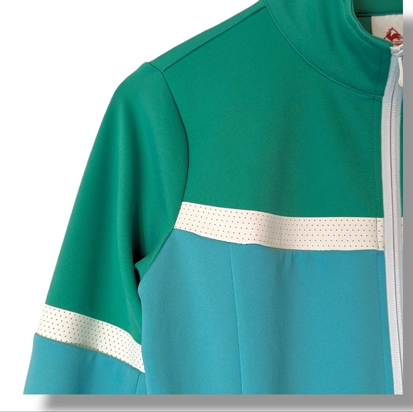 Le Coq Sportif Teal Green Full Zip Color Block Track Jacket: Women's Medium - Picture 6 of 10